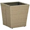 vidaXL Table à thé Beige 41,5x41,5x44cm Résine tressée et verre trempé