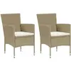vidaXL Vidaxl Chaises Manger De Jardin Lot De 2 Résine Tressée Beige