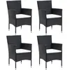 vidaXL Chaises de salle à manger de jardin 4 pcs Résine tressée Noir