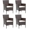 vidaXL Vidaxl Chaises À Manger De Jardin Lot De 4 Résine Tressée Marron