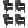vidaXL Vidaxl Chaises À Manger De Jardin Lot De 4 Résine Tressée Noir