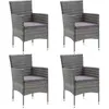 vidaXL Vidaxl Chaises À Manger De Jardin Lot De 4 Résine Tressée Gris