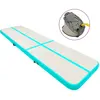 vidaXL Tapis gonflable de gymnastique avec pompe 600x100x20cm PVC Vert