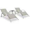 vidaXL Chaises longues 2 pcs avec table Aluminium Crème