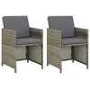 vidaXL Chaises de jardin 2 pcs avec coussins Résine tressée Gris