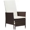 vidaXL Chaise inclinable de jardin avec coussins Résine tressée Marron