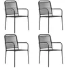 vidaXL Chaises de jardin 4 pcs Corde en coton et acier Noir