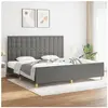 vidaXL Cadre de lit avec tête de lit Gris foncé 200x200 cm Tissu