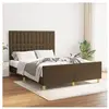 vidaXL Cadre de lit avec tête de lit marron foncé 140x190 cm Tissu
