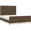 vidaXL Cadre de lit avec tête de lit Marron foncé 140x190 cm Tissu