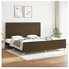 vidaXL Cadre de lit avec tête de lit marron foncé 200x200 cm Tissu