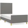 vidaXL Cadre de lit avec tête de lit Gris foncé 90x200 cm Tissu