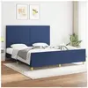 vidaXL Cadre de lit avec tête de lit Bleu 180 x 200 cm Tissu