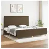 vidaXL Cadre de lit avec tête de lit Marron foncé 200x200 cm Tissu