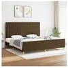 vidaXL Cadre de lit avec tête de lit marron foncé 200x200 cm Tissu