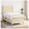 vidaXL Sommier à lattes de lit avec matelas Crème 90x200 cm Tissu