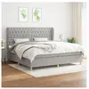 vidaXL Sommier à lattes de lit avec matelas Gris clair 200x200cm Tissu