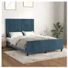 vidaXL Cadre de lit avec tête de lit Bleu foncé 140x190 cm Velours