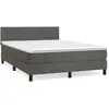 vidaXL Sommier à lattes de lit et matelas Gris foncé 140x190cm Velours
