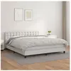 vidaXL Sommier à lattes de lit avec matelas Blanc 180x200cm Similicuir