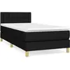 vidaXL Sommier à lattes de lit avec matelas Noir 90x190 cm Tissu