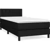 vidaXL Sommier à lattes de lit avec matelas Noir 100x200 cm Tissu