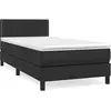 vidaXL Sommier à lattes de lit avec matelas Noir 90x190 cm Similicuir