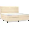 vidaXL Sommier à lattes de lit avec matelas Crème 200x200 cm Tissu