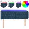 vidaXL Tête de lit à LED Bleu foncé 147x16x78/88 cm Velours