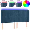 vidaXL Tête de lit à LED Bleu foncé 183x16x118/128 cm Velours