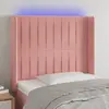 vidaXL Tête de lit à LED Rose 83x16x118/128 cm Velours
