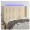 vidaXL Tête de lit à LED Crème 147x16x118/128 cm Tissu