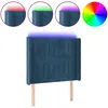 vidaXL Tête de lit à LED Bleu foncé 103x16x118/128 cm Velours