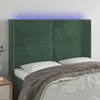 vidaXL Tête de lit à LED Vert foncé 147x16x118/128 cm Velours