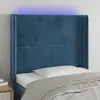 vidaXL Tête de lit à LED Bleu foncé 103x16x118/128 cm Velours