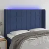 vidaXL Tête de lit à LED Bleu 147x16x118/128 cm Tissu