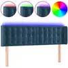 vidaXL Tête de lit à LED Bleu foncé 147x16x78/88 cm Velours