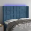 vidaXL Tête de lit à LED Bleu foncé 147x16x118/128 cm Velours