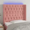 vidaXL Tête de lit à LED Rose 93x16x118/128 cm Velours