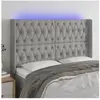 vidaXL Tête de lit à LED Gris clair 147x16x118/128 cm Tissu