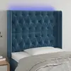 vidaXL Tête de lit à LED Bleu foncé 103x16x118/128 cm Velours