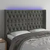 vidaXL Tête de lit à LED Gris foncé 147x16x118/128 cm Velours