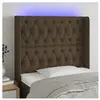 vidaXL Tête de lit à LED Marron foncé 93x16x118/128 cm Tissu