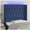 vidaXL Tête de lit à LED Bleu 93x16x118/128 cm Tissu
