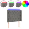 vidaXL Tête de lit à LED Gris foncé 103x16x118/128 cm Tissu