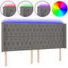 vidaXL Tête de lit à LED Gris foncé 203x16x118/128 cm Tissu