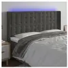 vidaXL Tête de lit à LED Gris foncé 163x16x118/128 cm Velours