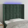 vidaXL Tête de lit à LED Vert foncé 93x16x118/128 cm Velours