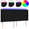 vidaXL Tête de lit à LED Noir 183x16x118/128 cm Tissu