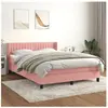 vidaXL Sommier à lattes de lit avec matelas Rose 140x190 cm Velours